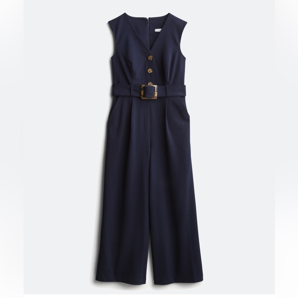Calvin Klein Jacquelyn Button Detail Cropped Jumpsuit